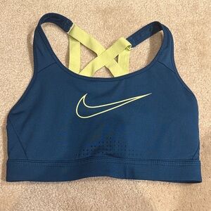Nike Women's Navy and Lime Sports Bra size small